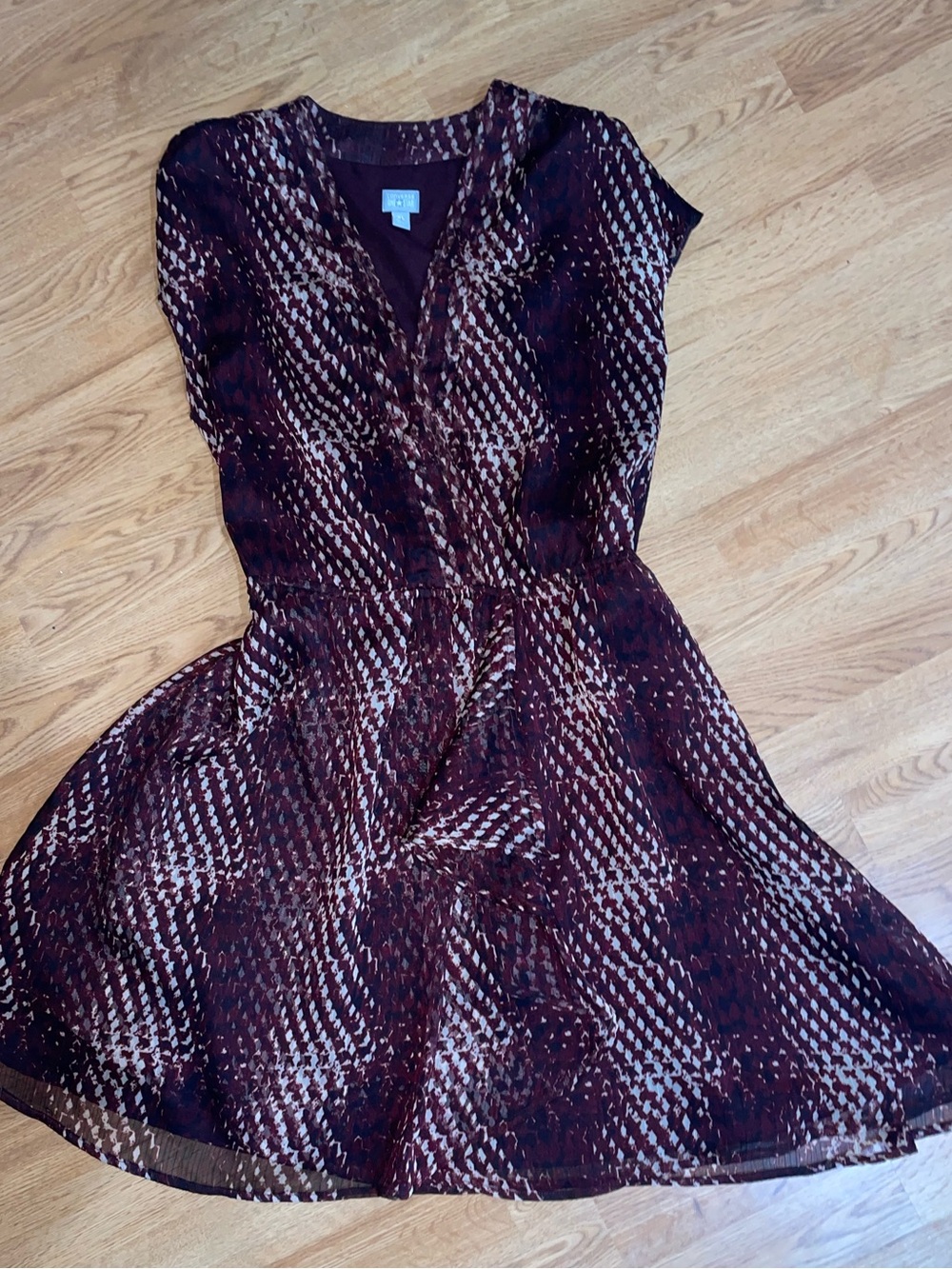 Converse Burgundy Ruffle V-Neck Whimsigoth Chiffon Dress